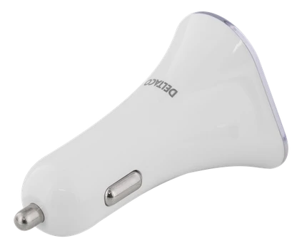 Auto įkroviklis DELTACO 5,2A, 3xUSB, baltas/sidabrinis / USB-CAR102
