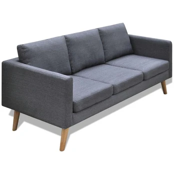 Trivietė sofa, audinys, tamsiai pilka
