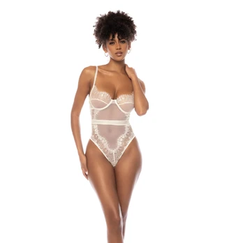 Mapale Teddy L Ivory - Lace & Mesh Bodysuit with Underwire