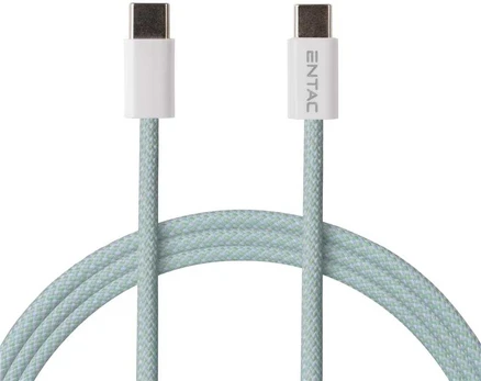Entac kabelis USB-C - USB-C 1.5m 3A 60W nailonas žalias