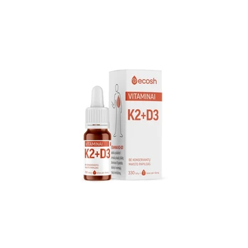 ECOSH Vitaminai K2 45mg +D3 2000IU 50mcg aliejus, 10 ml