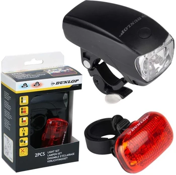 DUNLOP LED dviračio žibintų komplektas priekinis/galinis