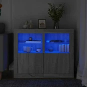 Šoninės spintelės su LED lemputėmis, 2vnt., pilka ąžuolo kaina