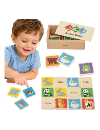 Viga Wooden Memory Game Memo Animals Educational Children 3+