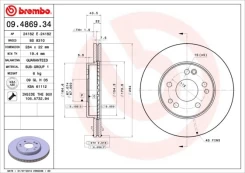 Stabdžių diskas BREMBO 09.4869.34 kaina