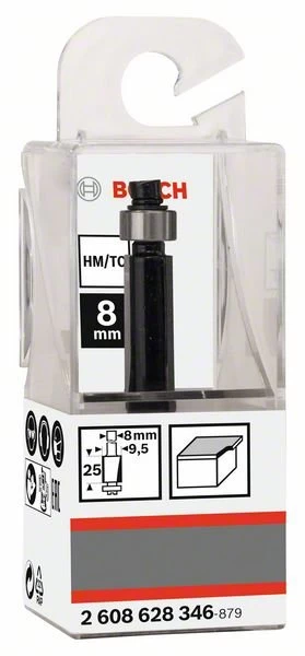 Freza laminatui BOSCH, HM d=9,5 mm, l=25 mm, kotas 8 mm, UŽS