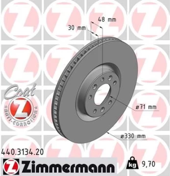 Stabdžių diskas ZIMMERMANN 440.3134.20