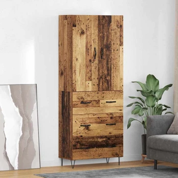 Aukštas spintelė su stalčių 2 pcs Senovinis medis