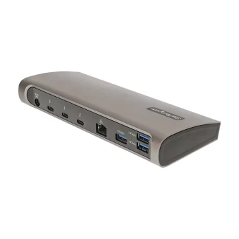 StarTech.com TB4CDOCKUE, laidinis, "Thunderbolt 4", 96 W, 10,100,1000 Mbps, juodas, pilkas, MMC, MicroSD (TransFlash), MicroSDHC, MicroSDXC, SD, SDHC, SDXC