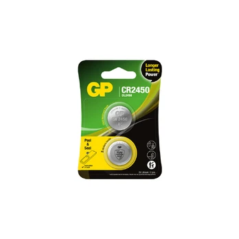 GP Battery GP Batteries Lithium CR2450, Single-use battery, CR2450, Lithium-Manganese Dioxide (LiMnO2), 3 V, 2 pc(s), Chrome