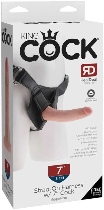 King Cock kc Strap-On with 7" Cock Light Strap-on dildo