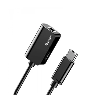 BASEUS Type-C kištuko į Type-C lizdo ir 3,5 mm lizdo adapteris – Juodas