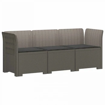 3-vietė sodo sofa su pagalvėlėmis, Rattan išvaizda PP