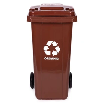 Multistore 240L Large Wheelie Bin with Rubber Wheels – Brown for Organic (BIO) Waste