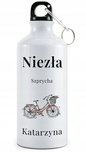 Baltas gertuvė su karabinu 500 ml + spauda - "niezła szprycha" + Vardas