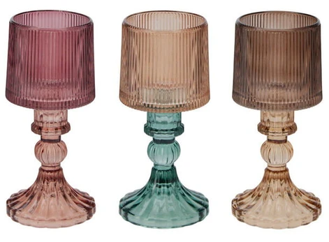 Stiklinė žvakidė LAMP, rausvos sp., 3 spalvos, 17 cm