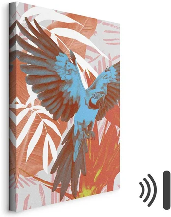 Artgeist Paveikslas - Exotic Wings - Parrot Among Abstract Leaf Patterns
