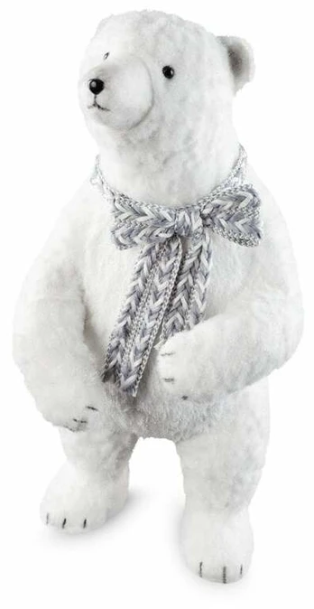 Dekoracija, "Meškutis", 27 cm, balta/pilka