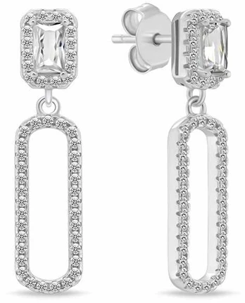 Brilio Silver Modern dangle earrings with clear zircons EA1184W