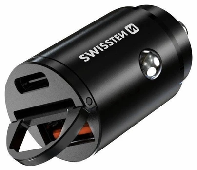 Įkroviklis Swissten, USB/USB-C, juoda, 30 W