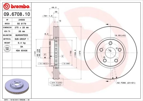 Stabdžių diskas BREMBO 09.6708.10