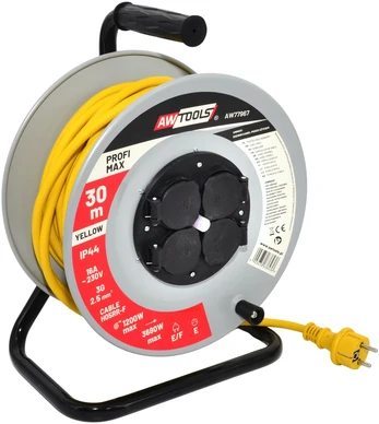 AW-Tools AWTOOLS BŪGNINIS ILGINTUVAS METAL PROFI MAX 20m 3×2,5mm GELTONAS 16A / 3680W / IP44