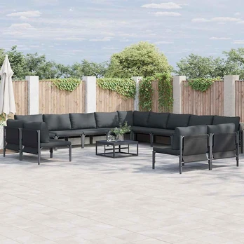 Sodo Sofų Rinkinys 14 pcs Antracito Plienas
