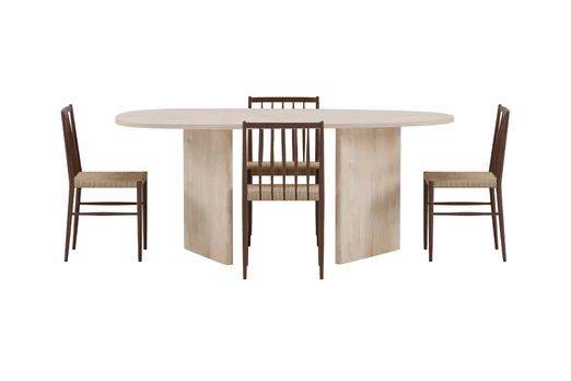 Grönvik Table - Nature with 4 Enes Chair - Beige