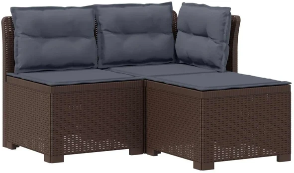 3-vietė sodo sofa su pagalvėlėmis, Rattan išvaizda PP Ruda