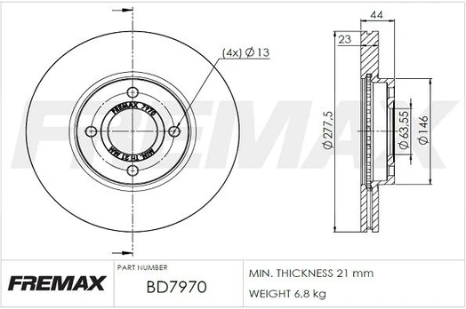 Stabdžių diskas FREMAX BD-7970