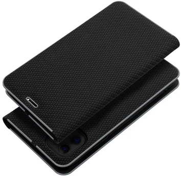 Dėklas Forcell LUNA Book Carbon for IPHONE 13 juodas