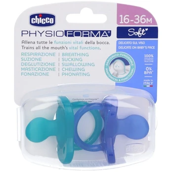 Čiulptukų rinkinys Chicco Physio Soft, 16 mėn., mėlyna/žalia