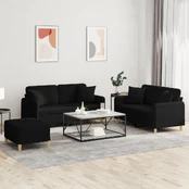 Sofa Sofos komplektas su pagalvėmis, 3 dalių, juodas, audinys kaina