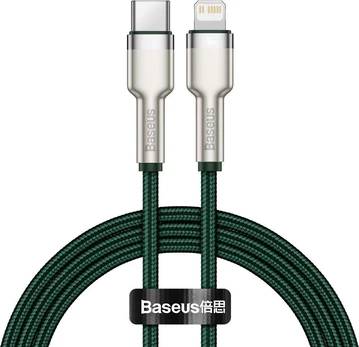 Baseus Baseus Cafule Metal Data USB kabelis USB Type C laidas - Lightning 20 W Maitinimas 1 m žalias (CATLJK-A06)