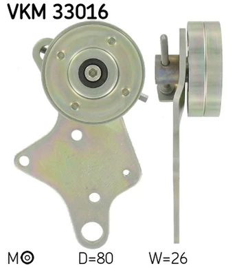 įtempiklio skriemulys, V formos rumbuotas diržas SKF VKM 33016