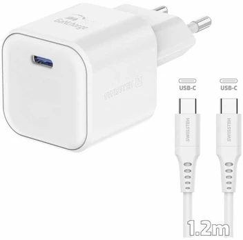 Swissten Travel Charger GaN USB-C 35W PD + Data Cable USB-C - USB-C 1.2m