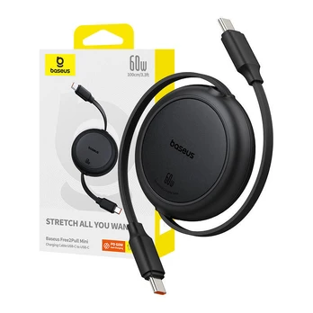 Baseus Free2Pull Mini USB-C to USB-C USB cable, 60W, 1, (juodas)