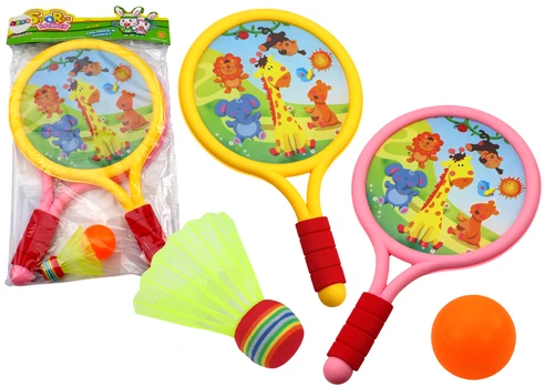 Badmintono rakečių rinkinys, geltonas/rožinis