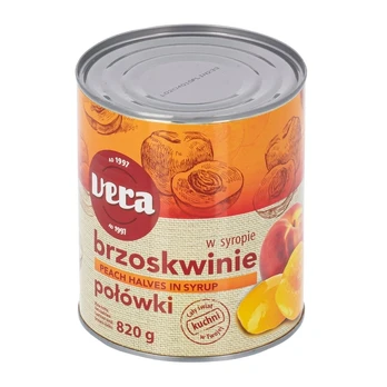 Konservuotų persikų puselės VERA, 820 g