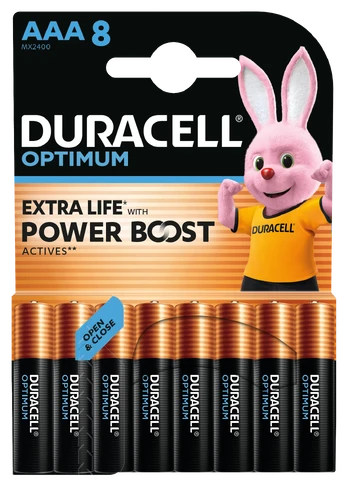 Elementai DURACELL OPTIMUM EXTRA LIFE, AAA, 8 vnt