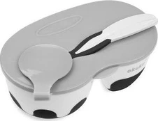 AKUKU 2 dalių dubenėlis su šaukšteliu, A0428, white/black