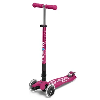 Paspirtukas Micro Maxi Deluxe Foldable LED, rožinis