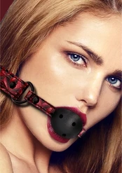 Ouch By Shots OUCH! Diamond Pattern Adjustable Breathing Ball Gag 62cm Juodas