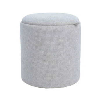 Ottoman/ table HIRO D34,5xH37cm, beige, with storage and tray