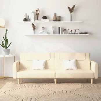 Dvivietė sofa-lova, kreminės spalvos, audinys
