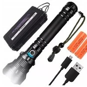 Flashlight IP67 LED XHP70 Zoom USB