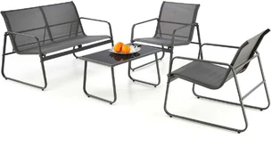 CONOR garden set (sofa + 2 chairs + coffee table), dark pilkas / light pilkas kaina