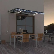 Markizė su LED/vėjo jutikliu, mėlyna/balta, 300x250cm kaina