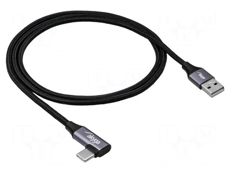 Cable | USB 2.0 | USB A plug,USB C angled plug | nickel plated | 1m