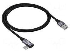 Cable | USB 2.0 | USB A plug,USB C angled plug | nickel plated | 1m kaina